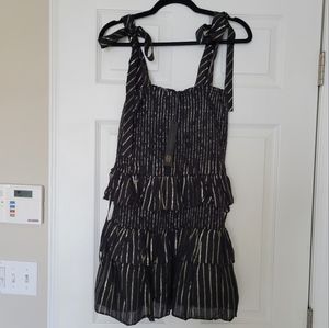 House of harlow sz small black and gold ruffle mini dress w/tie straps-holiday